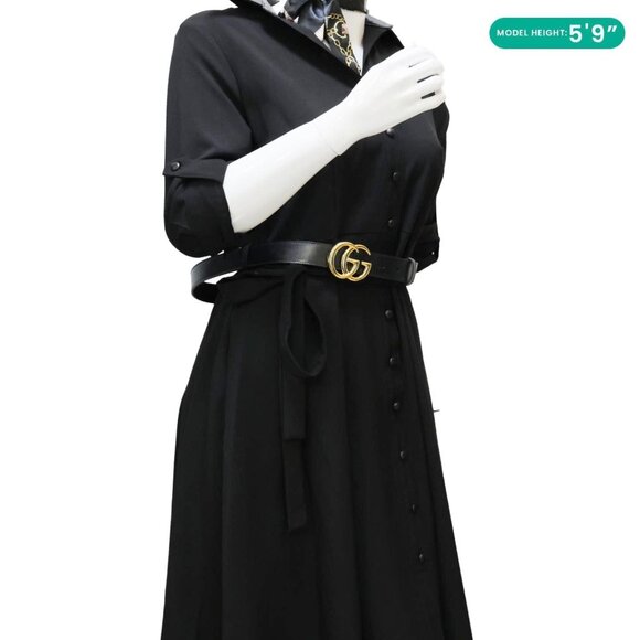 Gucci  GG Buckle Marmont Thin Leather Belt Size 90.36 Black 414516 - Picture 2 of 12